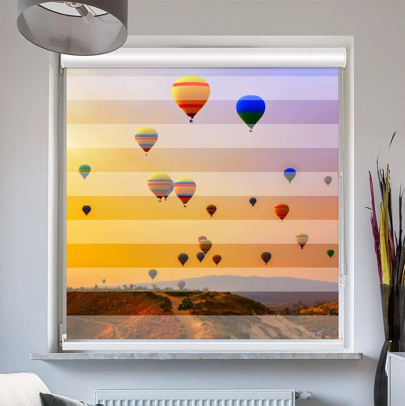 Klemmfix Doppelrollo "Heißluftballons Berge" | Klemm Doppelrollo