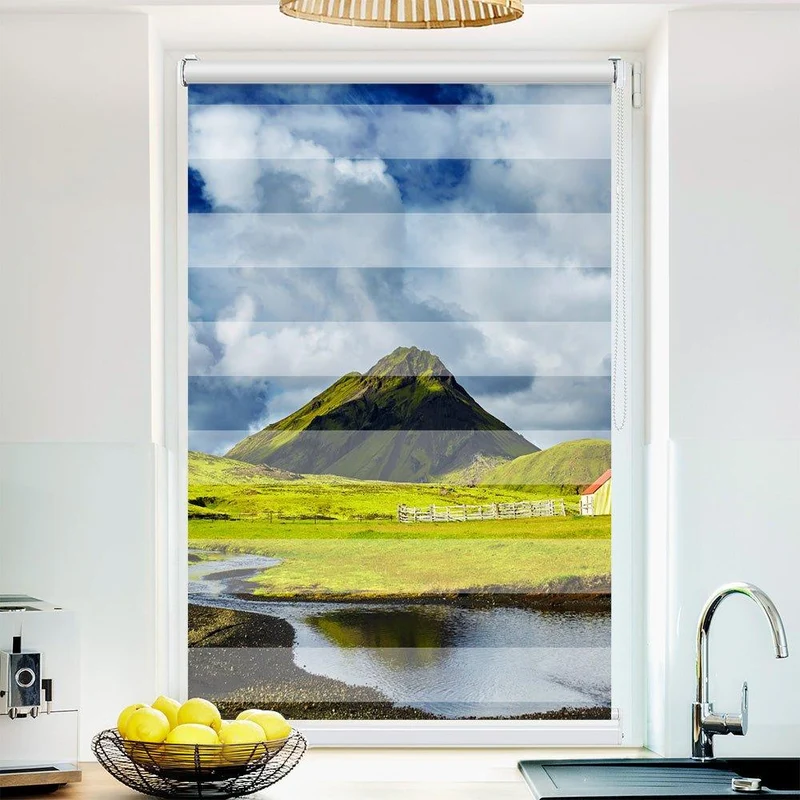 Klemmfix Doppelrollo "Island Landschaft" | Klemm Doppelrollo