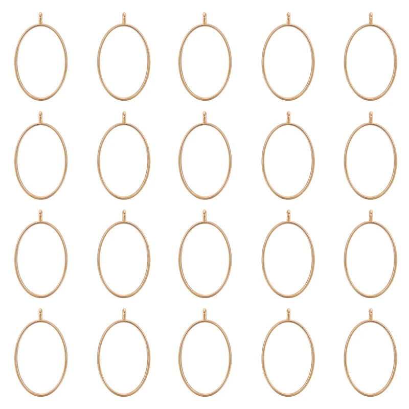 30pcs Open Back Bezel Pendants Oval Hollow Frame Pendant K Gold
