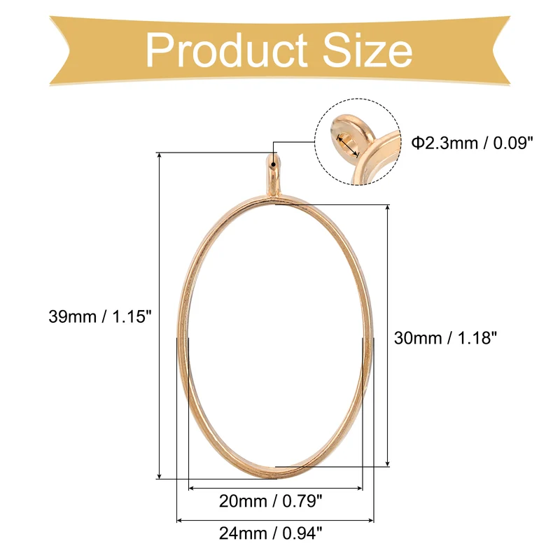30pcs Open Back Bezel Pendants Oval Hollow Frame Pendant K Gold