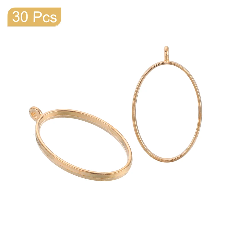 30pcs Open Back Bezel Pendants Oval Hollow Frame Pendant K Gold