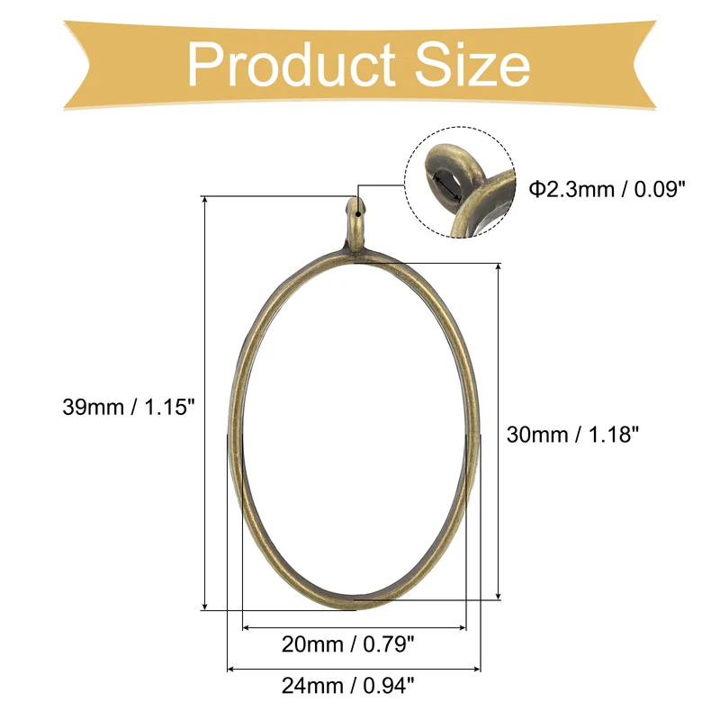 Open Back Bezel Pendants, 30pcs Oval Hollow Frame Pendant (Bronze)