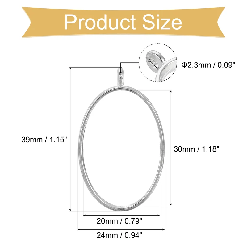 30pcs Open Back Bezel Pendants Oval Hollow Frame Pendant Silver