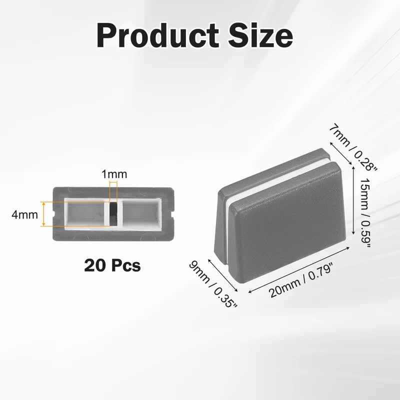 20Pcs Mixer Slider Fader Caps Universal Fader Knobs, Gray