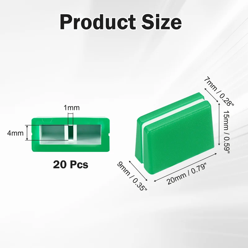 20Pcs Mixer Slider Fader Caps Universal Fader Knobs, Green/White