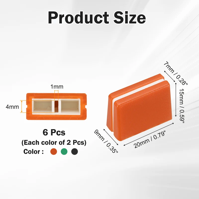 6Pcs Mixer Slider Fader Caps Universal Fader Knobs, Black/Orange
