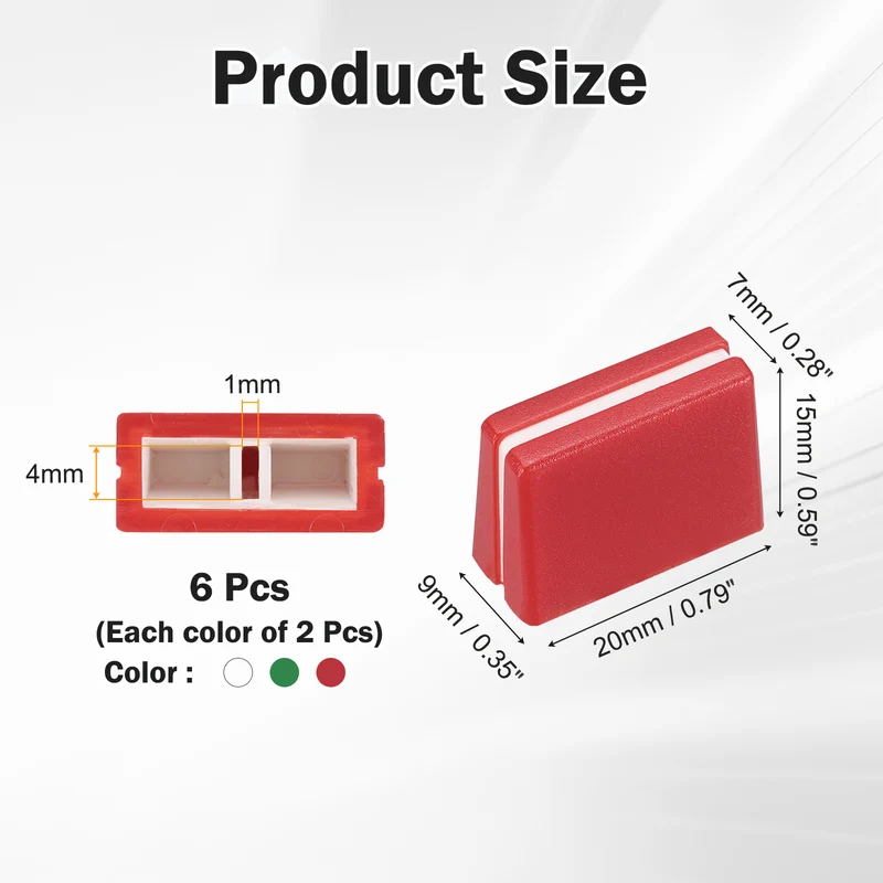 6Pcs Mixer Slider Fader Caps Universal Fader Knobs, Green/Red