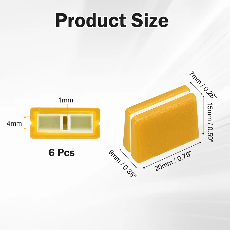 6Pcs Mixer Slider Fader Caps Universal Fader Knobs, Yellow