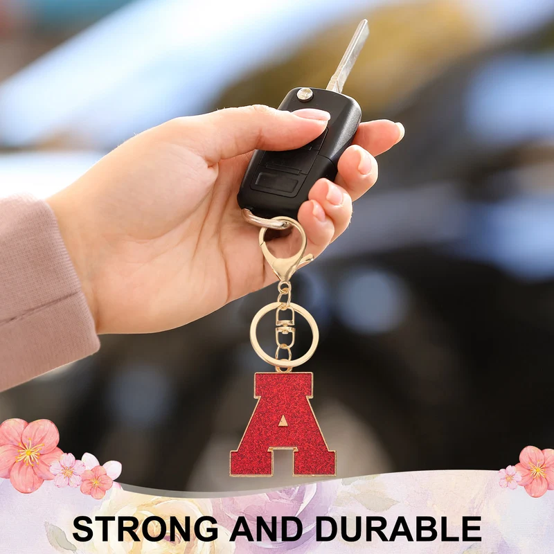 Initial Letter Keychain, A-Z Alphabet Keyring Letter J Metal Key Chain, Green