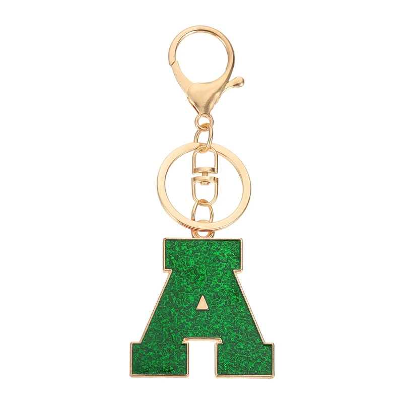 Initial Letter Keychain, A-Z Alphabet Keyring Letter A Metal Key Chain, Green