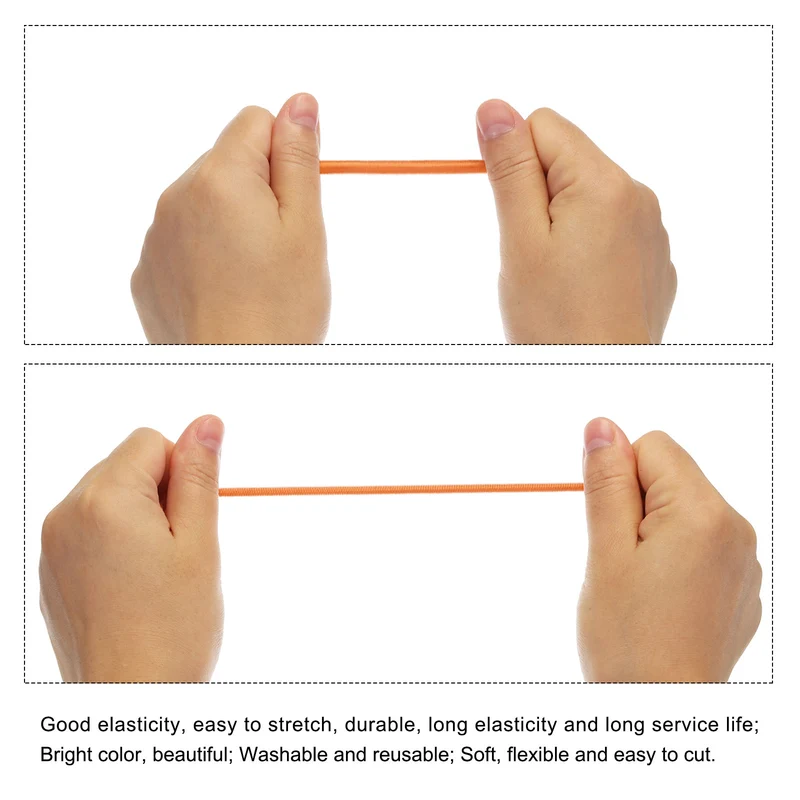 Elastic Cord Heavy Stretch String Rope 3/32" 11 Yards Orange
