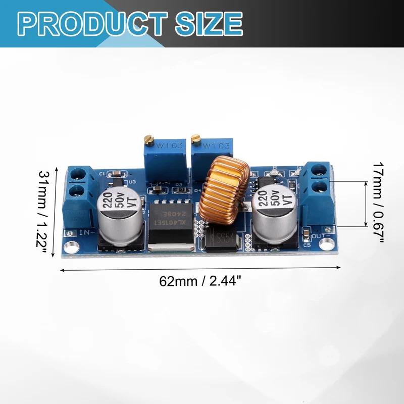5A 5-32V to 1.25V-30V Step Down Power Module, Blue