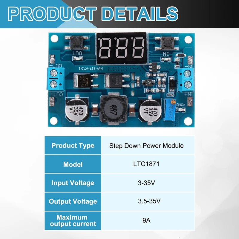 2Pcs LTC1871 3-35V to 3.5-35V 9A Boost Converter Voltage Regulator Adjustable
