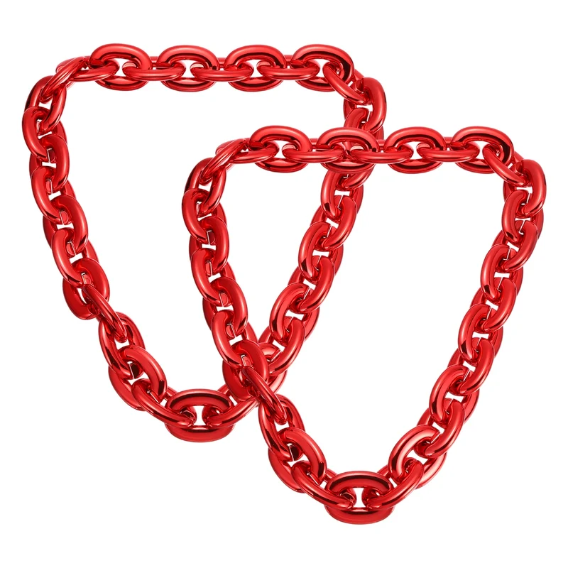 Plastic Hip Hop Chain Necklace 2Pcs 100cm 39" Men's Chunky Chain Red