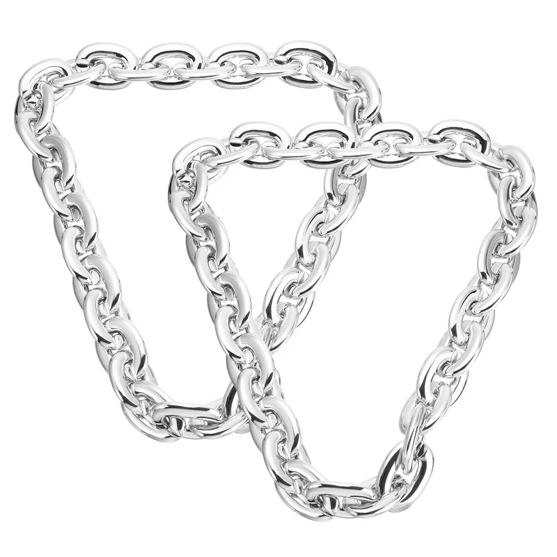 Plastic Hip Hop Chain Necklace 2Pcs 100cm 39" Men's Chunky Chain Silver