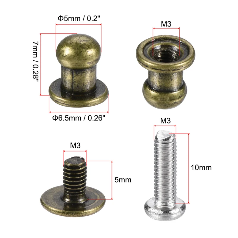 24pcs 5mm Head Dia Round Knobs Pull Handle Zinc Alloy Bronze Tone