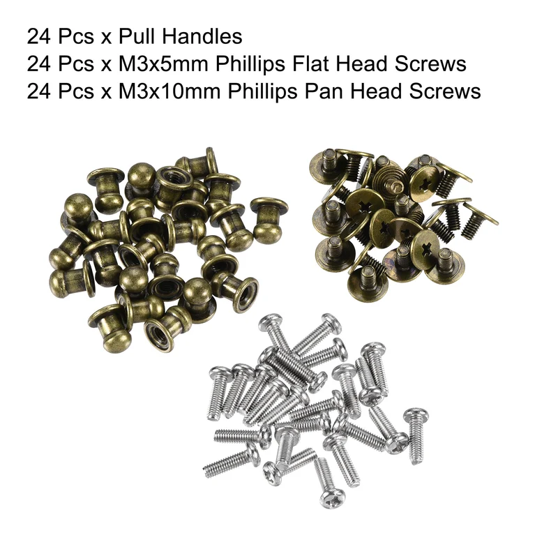 24pcs 5mm Head Dia Round Knobs Pull Handle Zinc Alloy Bronze Tone