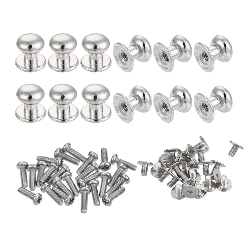24pcs 8mm Head Dia Round Knobs Pull Handle Zinc Alloy Silver Tone