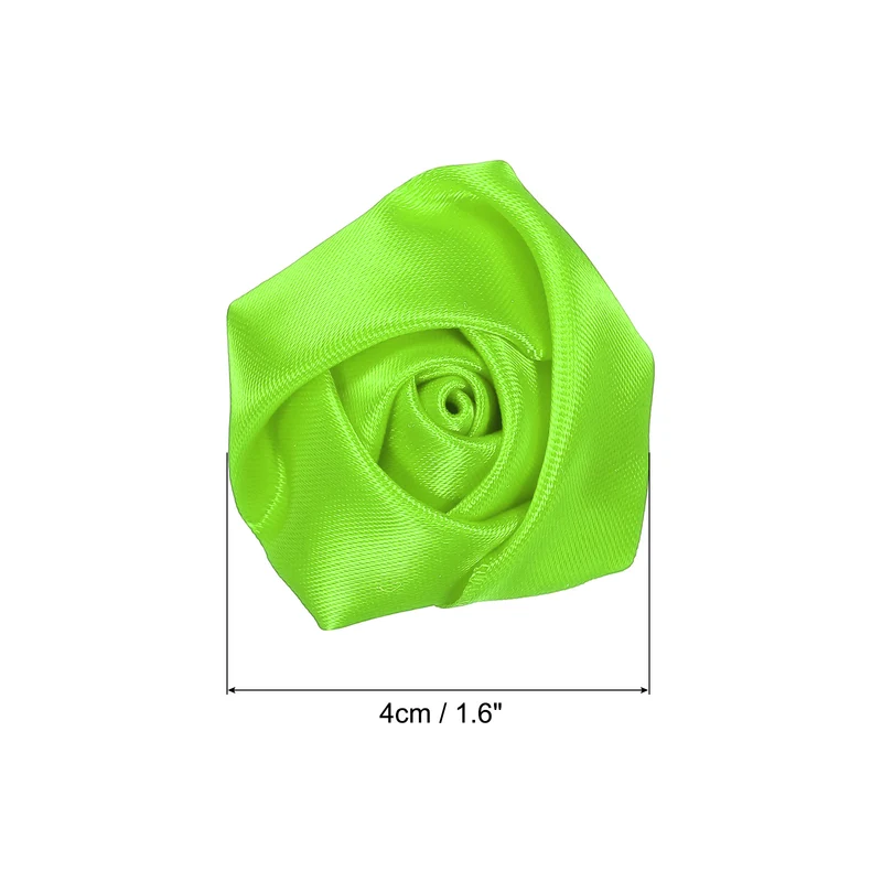 50Pcs Artificial Flowers Roses Heads Satin Rose Fabric Flowers Fluorescent Green