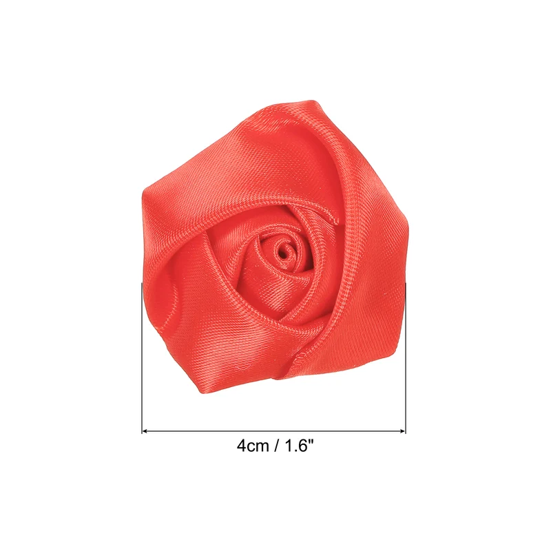 20Pcs Artificial Flowers Roses Heads Satin Rose Fabric Flowers Fluorescent Red