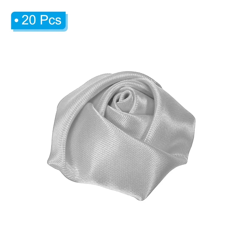 20Pcs Artificial Flowers Roses Heads Satin Rose Fabric Flowers Grey