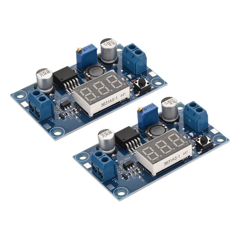 DC-DC Buck Converter Voltage Regulator Adjustable Buck Module LM 2596 with LED Display Voltmeter 4-40V to 1.25-37V 3A 2 Pcs