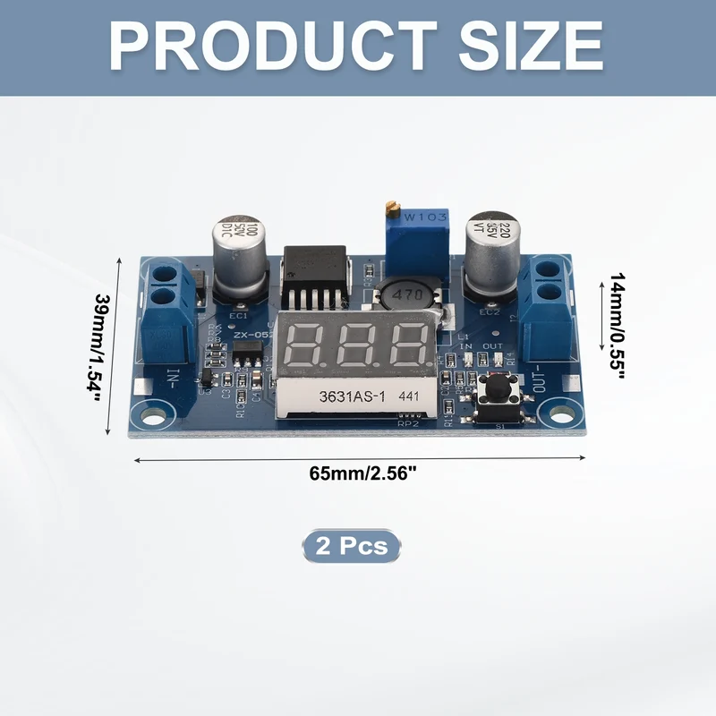 DC-DC Buck Converter Voltage Regulator Adjustable Buck Module LM 2596 with LED Display Voltmeter 4-40V to 1.25-37V 3A 2 Pcs