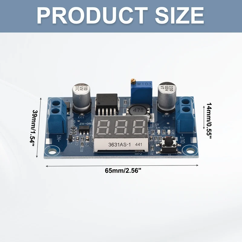 DC-DC Buck Converter Voltage Regulator Adjustable Buck Module LM 2596 with LED Display Voltmeter 4-40V to 1.25-37V 3A 1 Pcs