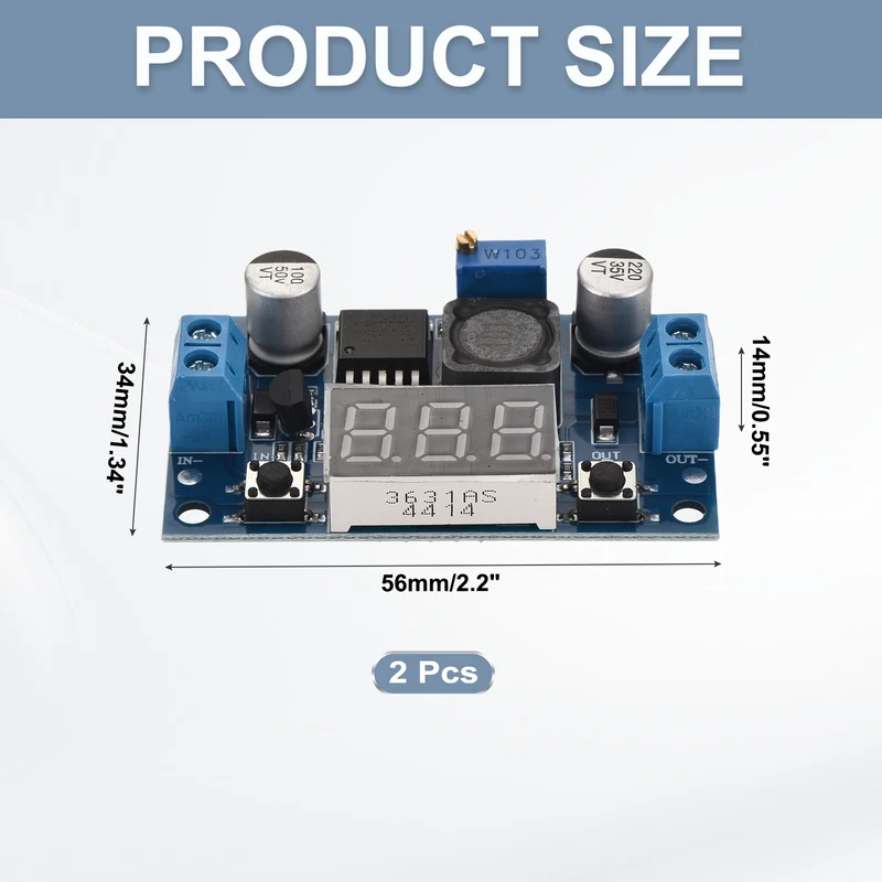 Buck Converter Module LM 2596 with LED Blue 4-40V to 1.25-37V 2 Pcs