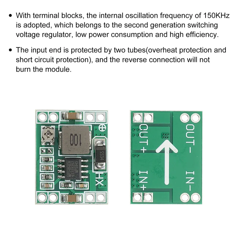 DC-DC Buck Converter Voltage Regulator MP1484EN 4.75-23V to 1-17V 3A Green for RC Airplane Power Adjustment Pack of 4