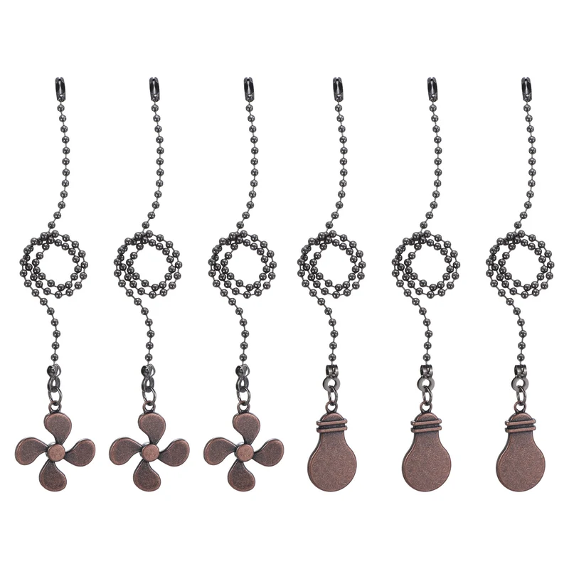 13 Inch Ceiling Fan Pull Chain Sets, 6 Pcs Fan Chains Extender, Copper Color