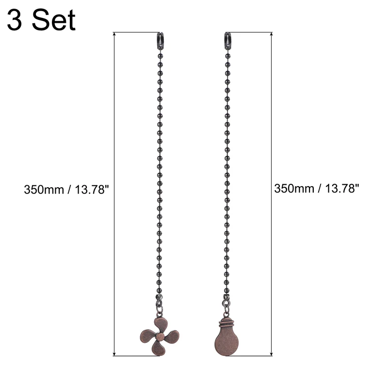 13 Inch Ceiling Fan Pull Chain Sets, 6 Pcs Fan Chains Extender, Copper Color