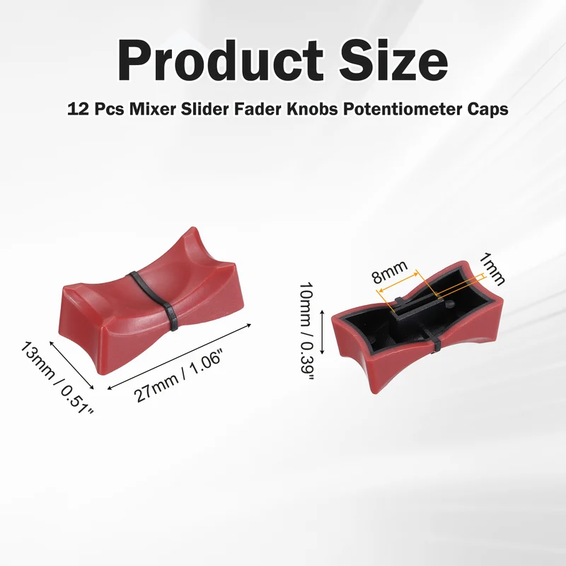 12Pcs Mixer Slider Fader Knobs Potentiometer Caps Fit Hole 1x8mm Red Black