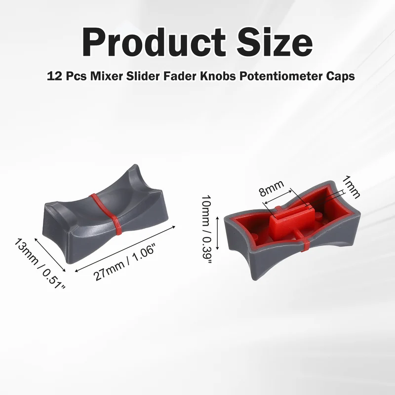 12Pcs Mixer Slider Fader Knobs Potentiometer Caps Fit Hole 1x8mm Grey Red