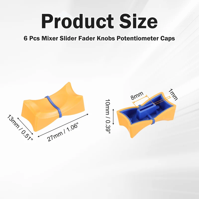 6Pcs Mixer Slider Fader Knobs Potentiometer Caps Fit Hole 1x8mm Yellow Blue