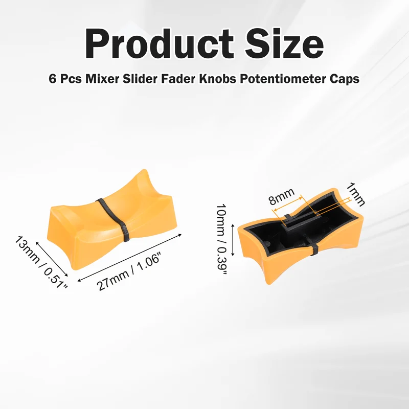 6Pcs Mixer Slider Fader Knobs Potentiometer Caps Fit Hole 1x8mm Yellow Black