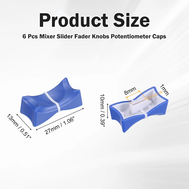 6Pcs Mixer Slider Fader Knobs Potentiometer Caps Fit Hole 1x8mm Blue White