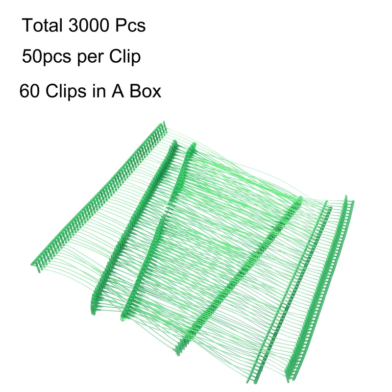 3000pcs 75mm Tagging Fasteners Clothing Tag Barbs Attachments Price Tags Green