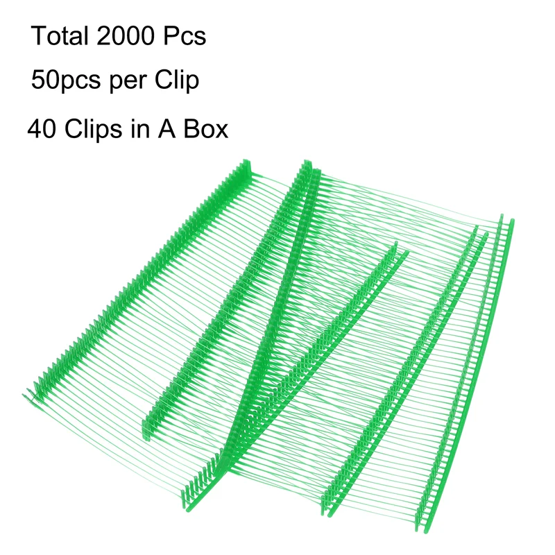 2000pcs 50mm Tagging Fasteners Clothing Tag Barbs Attachments Price Tags Green