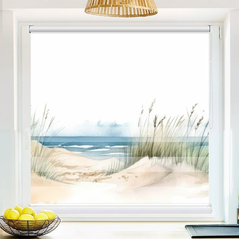 Klemmfix Doppelrollo "Strand Seegras Aquarell" | Klemm Doppelrollo