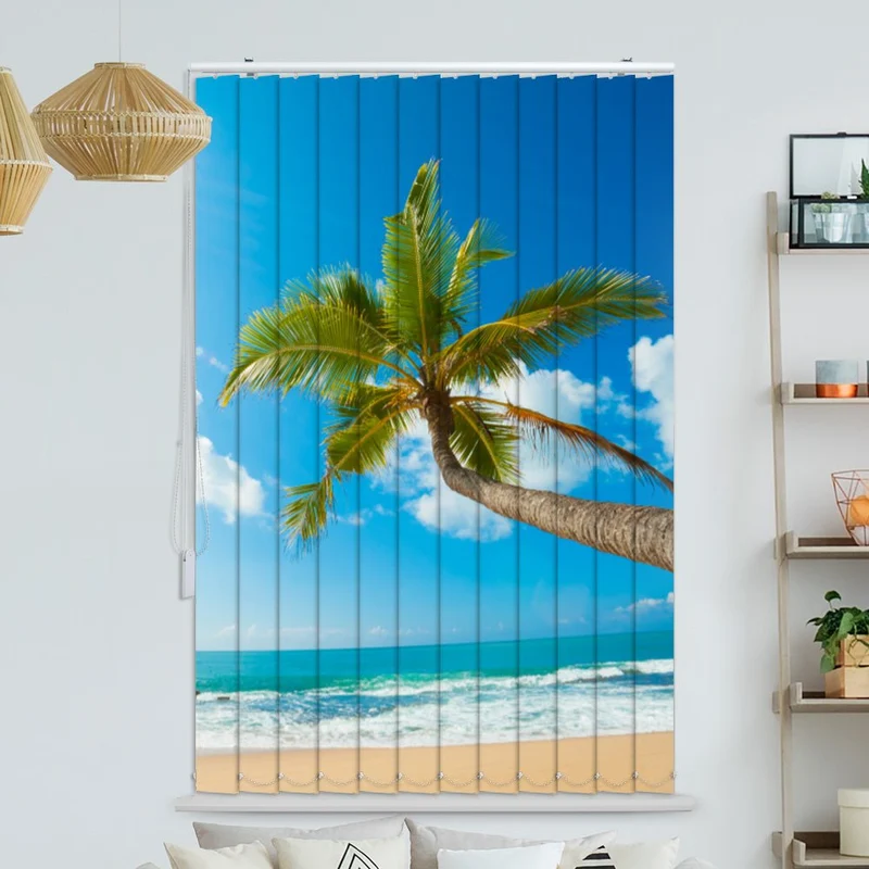 Lamellenvorhang Motiv "Palmen Strand Meer"