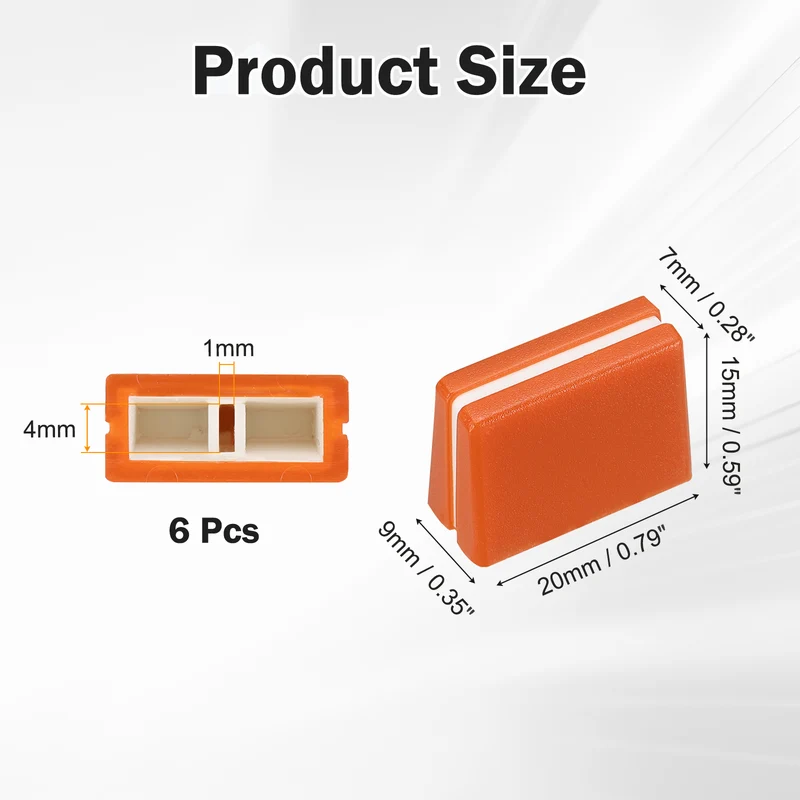 6Pcs Mixer Slider Fader Caps Universal Fader Knobs, Orange