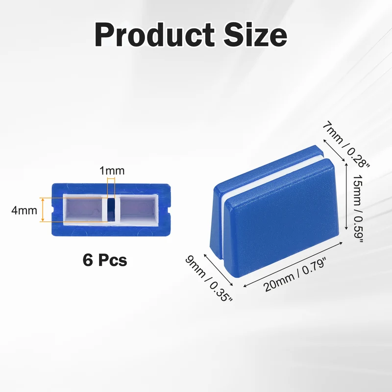 6Pcs Mixer Slider Fader Caps Universal Fader Knobs, Blue