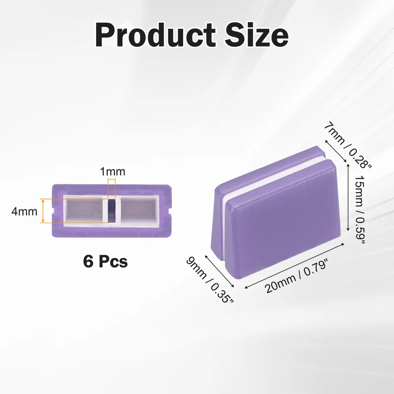 6Pcs Mixer Slider Fader Caps Universal Fader Knobs, Purple