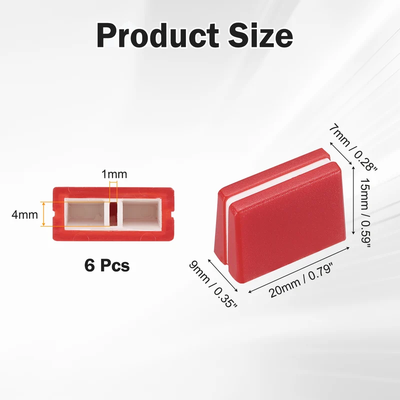 6Pcs Mixer Slider Fader Caps Universal Fader Knobs, Red