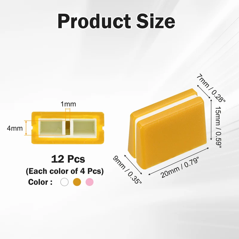 12Pcs Mixer Slider Fader Caps Universal Fader Knobs, Pink/Yellow