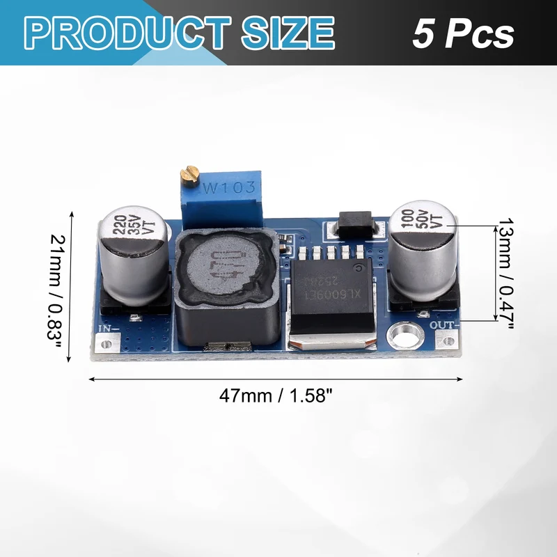 5Pcs XL6009E1 3-32V to 5-35V 3A Boost Converter Voltage Regulator Adjustable