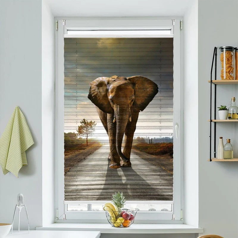 Wabenplissee Motiv "Elefant Afrika Weg"