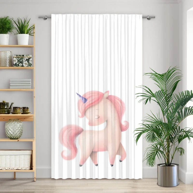 Vorhang Motiv "Einhorn rosa"
