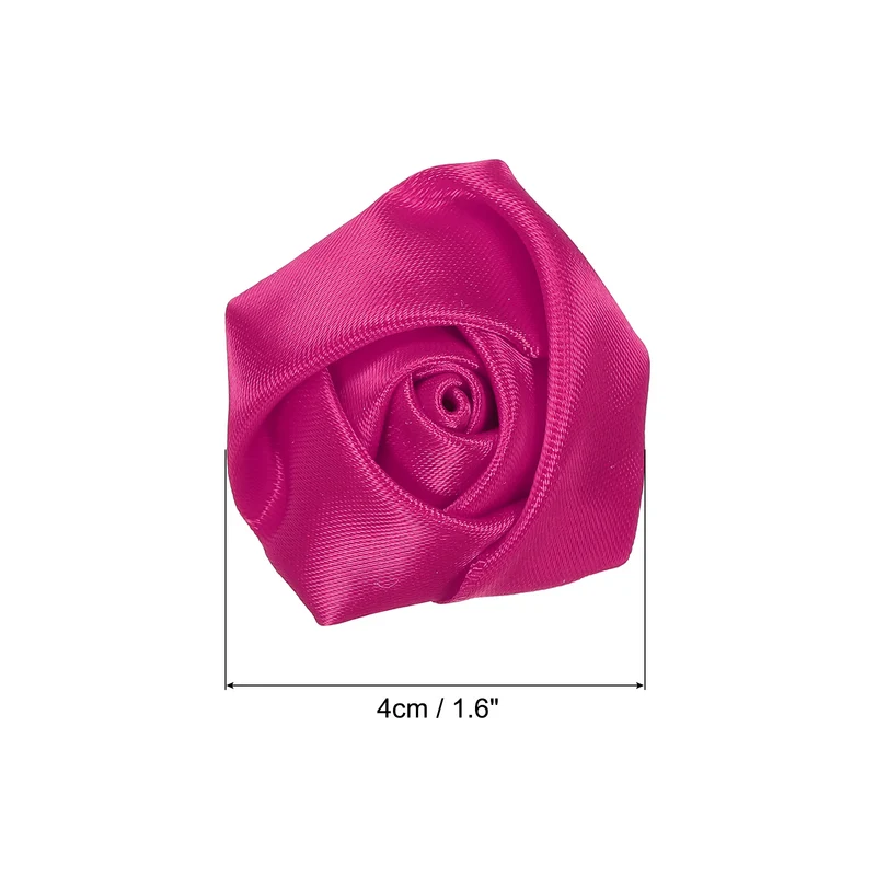 20Pcs Artificial Flowers Roses Heads Satin Rose Fabric Flowers Dark Pink